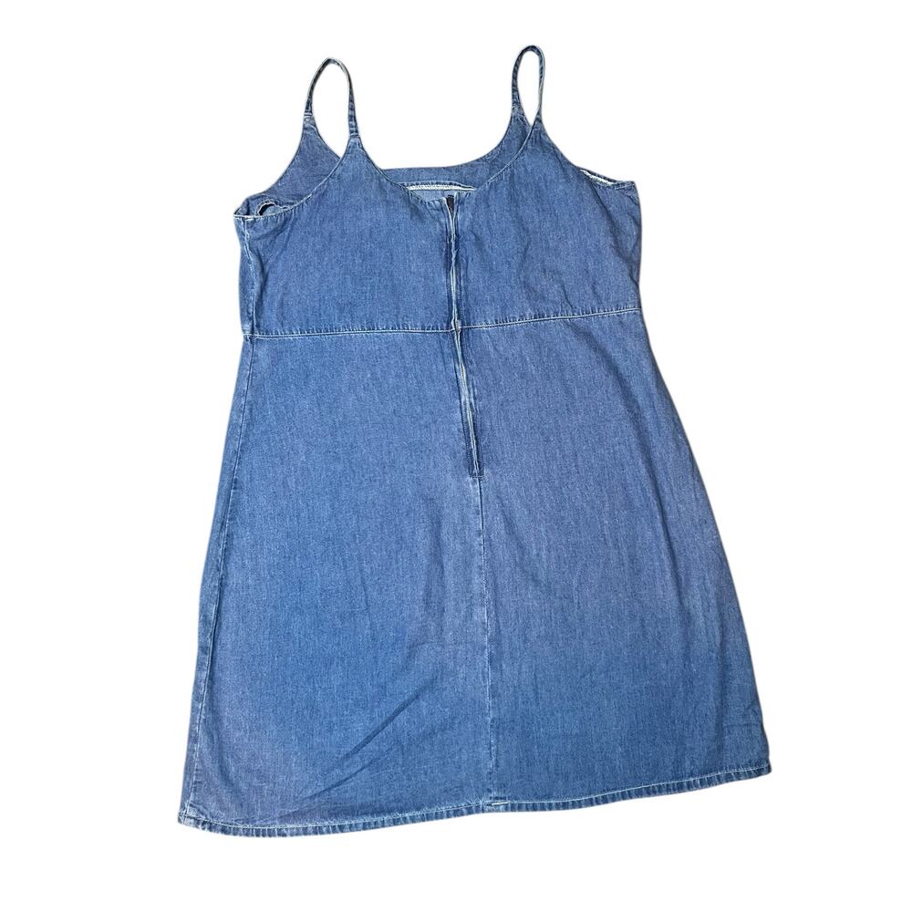 Y2K Faded Glory Denim Floral Embroidered summer mini sun summer dress size 16 - Picture 5 of 7